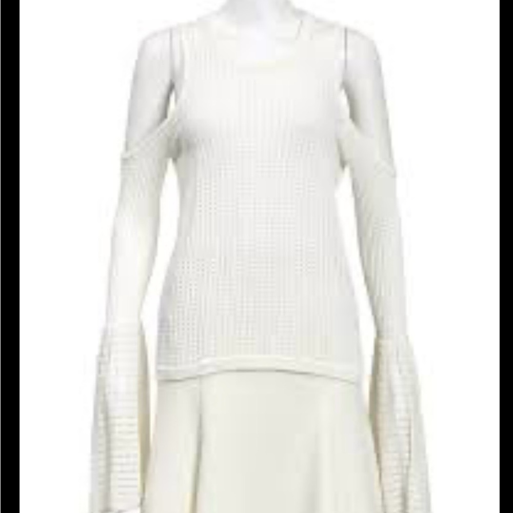 BCBG Maxazria cold shoulder white top